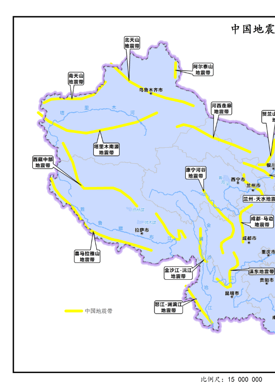 中国地震带分布图-交通地理-数据包市场-京东万象